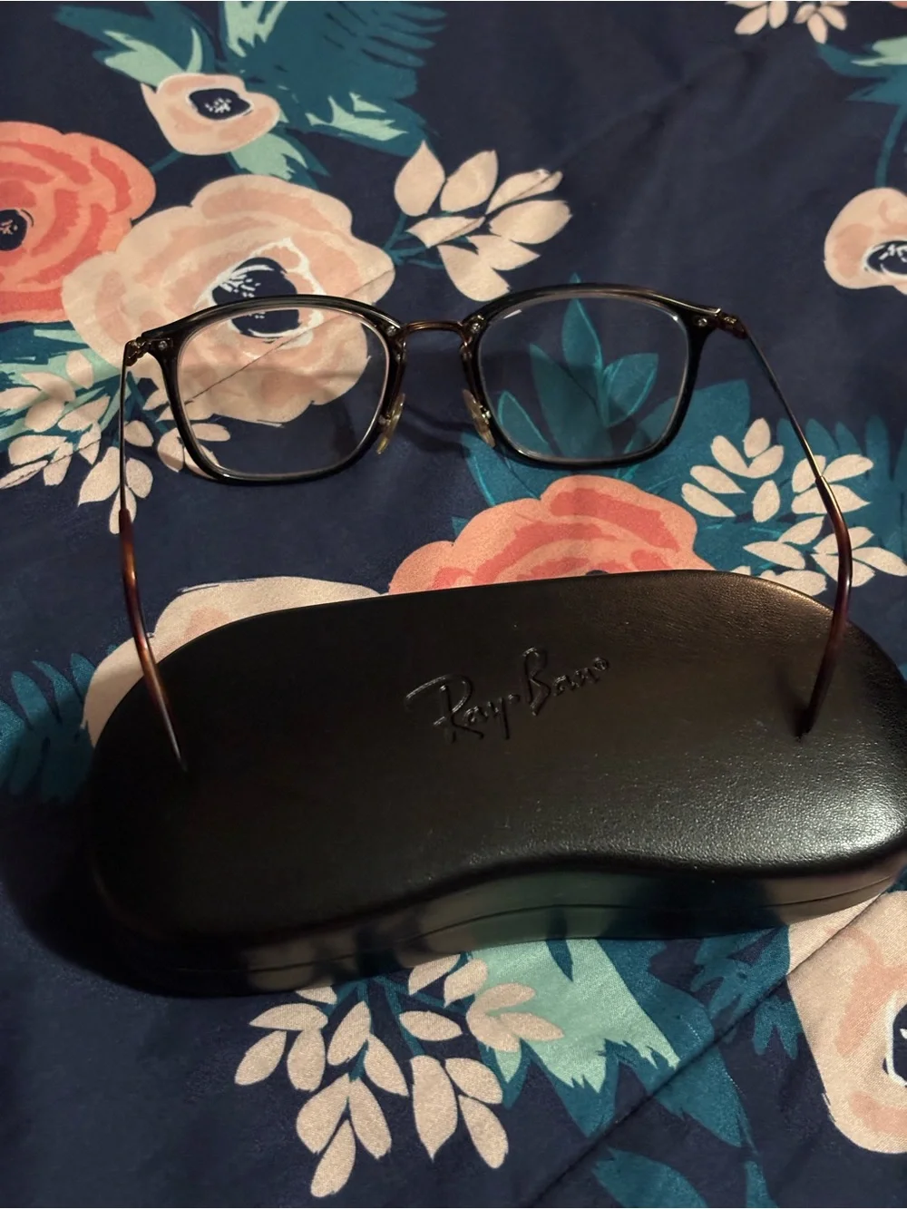 Ray-Ban Men’s Brown and Gold Square Eyeglasses